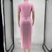 9Pure Color Holes Short Sleeve Maxi Casual Dresses