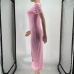 10Pure Color Holes Short Sleeve Maxi Casual Dresses