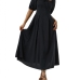 16Rural Style Floral Solid Puff Sleeve Maxi Dress