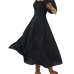 17Rural Style Floral Solid Puff Sleeve Maxi Dress