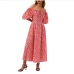 6Rural Style Floral Solid Puff Sleeve Maxi Dress