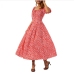 7Rural Style Floral Solid Puff Sleeve Maxi Dress