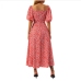 9Rural Style Floral Solid Puff Sleeve Maxi Dress