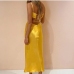 3Satin Backless Solid Sleeveless Sexy Maxi Dress