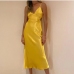 1Satin Backless Solid Sleeveless Sexy Maxi Dress