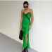 15Satin  Spaghetti Strap  Slit Maxi Dresses For Women