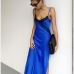 6Satin  Spaghetti Strap  Slit Maxi Dresses For Women