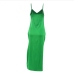 9Satin  Spaghetti Strap  Slit Maxi Dresses For Women