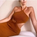 10Seductive Backless Cut Out Halter Sleeveless Long Dress