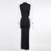 12Seductive Mock Neck Bandage Sleeveless Maxi Slit Dress