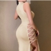 18Seductive Mock Neck Bandage Sleeveless Maxi Slit Dress