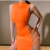 19Seductive Mock Neck Bandage Sleeveless Maxi Slit Dress