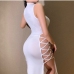 4Seductive Mock Neck Bandage Sleeveless Maxi Slit Dress