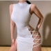 5Seductive Mock Neck Bandage Sleeveless Maxi Slit Dress