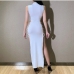 6Seductive Mock Neck Bandage Sleeveless Maxi Slit Dress