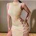 9Seductive Mock Neck Bandage Sleeveless Maxi Slit Dress