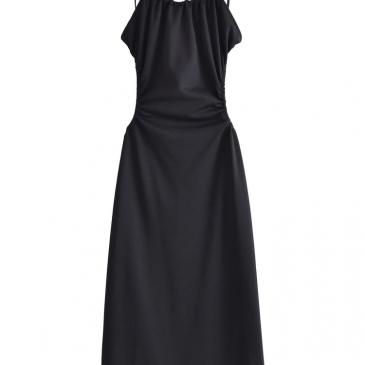 Seductive Open Back Black Sleeveless Dress For Women