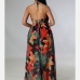 3Sexy Backless Halter Chain Patchwork Maxi Dress