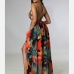 4Sexy Backless Halter Chain Patchwork Maxi Dress