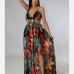 1Sexy Backless Halter Chain Patchwork Maxi Dress