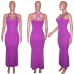 19Sexy Boat Neck Solid Bodycon Maxi Dress