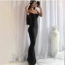 3Sexy Boat Neck Solid Bodycon Maxi Dress