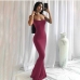 9Sexy Boat Neck Solid Bodycon Maxi Dress