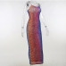 8Sexy Contrast Color Sleeveless Maxi Dress Women