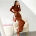 13Sexy Crew Neck Hollow Out Knitting Maxi Dress