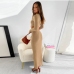 3Sexy Crew Neck Hollow Out Knitting Maxi Dress