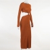 5Sexy Crew Neck Hollow Out Knitting Maxi Dress