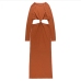 7Sexy Crew Neck Hollow Out Knitting Maxi Dress