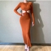 11Sexy Crew Neck Hollow Out Knitting Maxi Dress