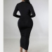 9Sexy Deep V Neck Slim Long Sleeve Maxi Dresses