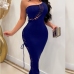 4Sexy Hollow Out Sleeveless One Shoulder Maxi Dress