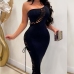 1Sexy Hollow Out Sleeveless One Shoulder Maxi Dress
