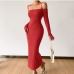 10Sexy Patchwork Cold Shoulder Bodycon Maxi Dress