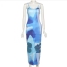 6Sexy Print Backless Sleeveless Maxi Dress Women