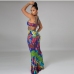 8Sexy Printed Hollow Out Backless Maxi Dresses