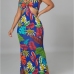 1Sexy Printed Hollow Out Backless Maxi Dresses