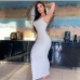 4Sexy Solid  Spaghetti Strap Sleeveless Maxi Dress