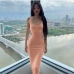 7Sexy Solid  Spaghetti Strap Sleeveless Maxi Dress