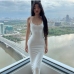 1Sexy Solid  Spaghetti Strap Sleeveless Maxi Dress