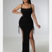 8Sexy Spaghetti Strap  Slit Sleeveless Maxi Dress