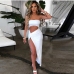 8Sexy Strapless Cut Out High Slit Maxi Dress