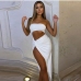 9Sexy Strapless Cut Out High Slit Maxi Dress