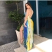 3Sexy V Neck Gradient Color Sleeveless Maxi Dress