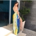 4Sexy V Neck Gradient Color Sleeveless Maxi Dress