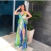 5Sexy V Neck Gradient Color Sleeveless Maxi Dress