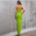 19Sexy V Neck Hollow Out Sleeveless Maxi Dress